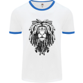 A Rasta Lion With Dreadlocks Jamaica Reggae Mens Ringer T-Shirt White/Royal Blue