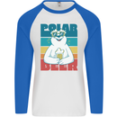 Polar Beer Funny Bear Alcohol Play on Words Mens L/S Baseball T-Shirt White/Royal Blue