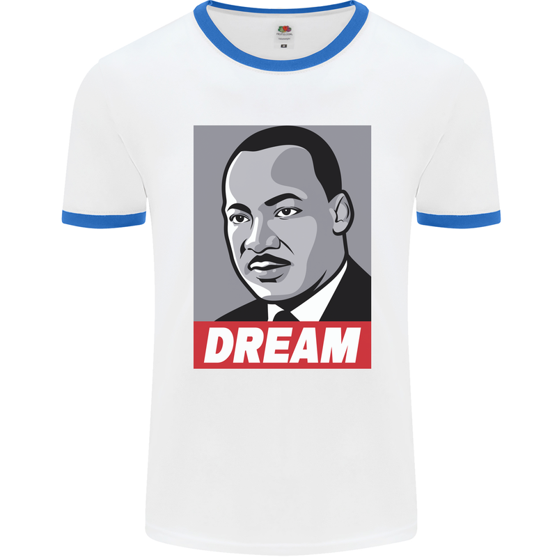 Dream Martin Luther King Black Lives Matter Mens Ringer T-Shirt White/Royal Blue