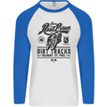 The Original Road Burner Biker Motorcycle Mens L/S Baseball T-Shirt White/Royal Blue