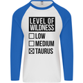 Levels of Wildness Taurus Mens L/S Baseball T-Shirt White/Royal Blue
