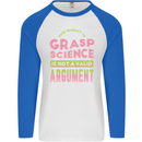Grasp Science Funny Geek Nerd Physics Maths Mens L/S Baseball T-Shirt White/Royal Blue
