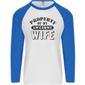 Property of My Awesome Wife Valentine's Day Mens L/S Baseball T-Shirt White/Royal Blue