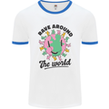 Rave Around the World Dance Music Acid Raver Mens Ringer T-Shirt White/Royal Blue