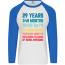 29th Birthday 29 Year Old Mens L/S Baseball T-Shirt White/Royal Blue