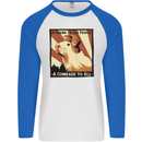 Capybara Comrade Mens L/S Baseball T-Shirt White/Royal Blue