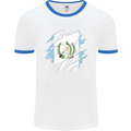 Torn Guatemala Flag Guatemalan Day Football Mens Ringer T-Shirt White/Royal Blue