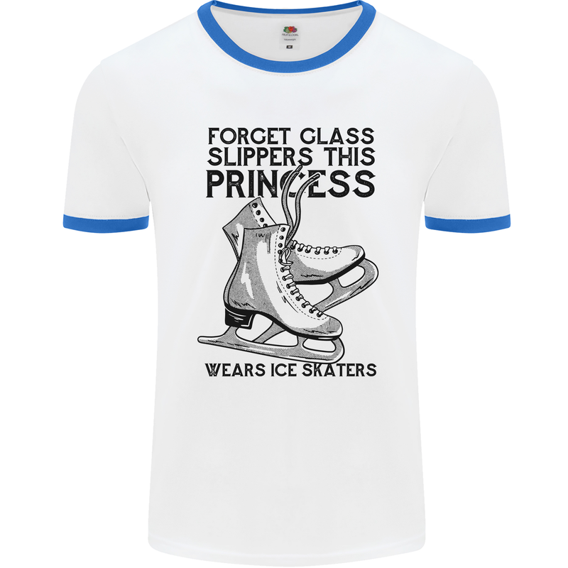 This Princess Wears Ice Skates Skater Funny Mens Ringer T-Shirt White/Royal Blue