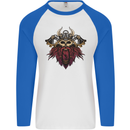 A Steampunk Viking Mens L/S Baseball T-Shirt White/Royal Blue