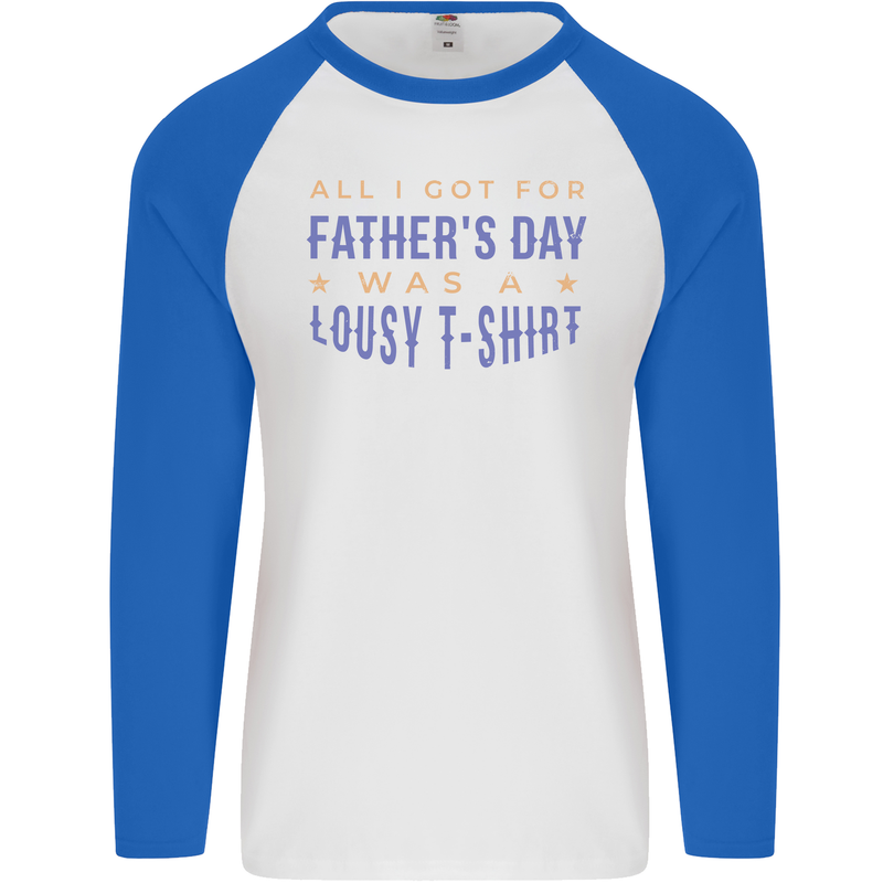 Lousy Father's Day Funny Dad Daddy Papa Mens L/S Baseball T-Shirt White/Royal Blue