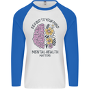 Be Kind to Your Mind Mental Health Mens L/S Baseball T-Shirt White/Royal Blue