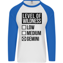 Levels of Wildness Gemini Mens L/S Baseball T-Shirt White/Royal Blue