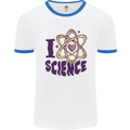 I Love Science Physics Chemistry Biology Geek Mens Ringer T-Shirt White/Royal Blue