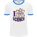 I Love Science Physics Chemistry Biology Geek Mens Ringer T-Shirt White/Royal Blue