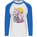 Father & Son Cycling Fathers Day Bicycle Bike Mens L/S Baseball T-Shirt White/Royal Blue