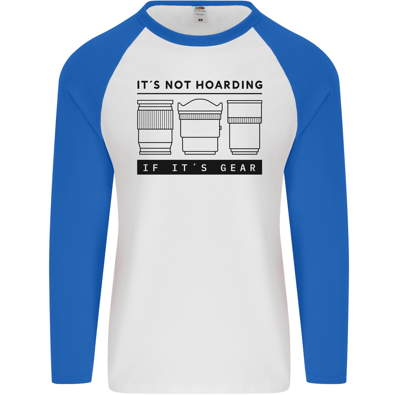 Not Hoarding Photography Photographer Camera Mens L/S Baseball T-Shirt White/Royal Blue