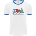 Peace Love Christmas Xmas Mens Ringer T-Shirt White/Royal Blue