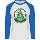 Bah Humbug Christmas Tree Funny Mens L/S Baseball T-Shirt White/Royal Blue