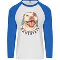 Dog Gamestaff Mens L/S Baseball T-Shirt White/Royal Blue