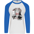 Boxing Gloves 89 Boxer Mens L/S Baseball T-Shirt White/Royal Blue