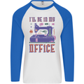 Funny Sewing Machine Seamstress Tailor Mens L/S Baseball T-Shirt White/Royal Blue