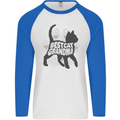 Best Cat Grandma Mens L/S Baseball T-Shirt White/Royal Blue