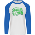 Too Cute to Pinch St. Patrick's Day Mens L/S Baseball T-Shirt White/Royal Blue