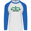 My Shamrocks Funny St. Patrick's Day Boobs Mens L/S Baseball T-Shirt White/Royal Blue