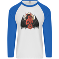 Devil Woman Guitar Death Heavy Metal Rock Mens L/S Baseball T-Shirt White/Royal Blue