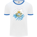 Torn San Marino Flag Sammarinese Day Football Mens Ringer T-Shirt White/Royal Blue