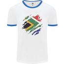 Torn South African Flag Africa Day Football Mens Ringer T-Shirt White/Royal Blue