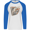 Pachinko Machine Arcade Game Pinball Mens L/S Baseball T-Shirt White/Royal Blue