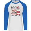 There's a Ho In This House Funny Christmas Mens L/S Baseball T-Shirt White/Royal Blue