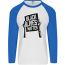 Black Lives Matter Sign Racial Equality Mens L/S Baseball T-Shirt White/Royal Blue
