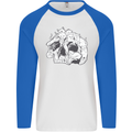 A Skull Made of Cats Mens L/S Baseball T-Shirt White/Royal Blue