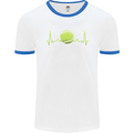 Tennis Player ECG Pulse Mens Ringer T-Shirt White/Royal Blue