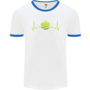 Tennis Player ECG Pulse Mens Ringer T-Shirt White/Royal Blue