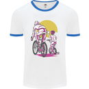 Father & Son Cycling Fathers Day Bicycle Bike Mens Ringer T-Shirt White/Royal Blue