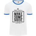 Keep Calm & Make Some Noise Rock n Roll Mens Ringer T-Shirt White/Royal Blue