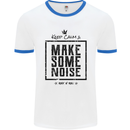 Keep Calm & Make Some Noise Rock n Roll Mens Ringer T-Shirt White/Royal Blue