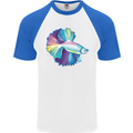 A Colourful Bettafish Aquarium Mens S/S Baseball T-Shirt White/Royal Blue