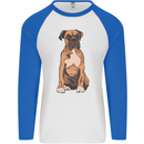 A Boxer Dog Mens L/S Baseball T-Shirt White/Royal Blue