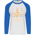 Happy Lamaween Funny Lama Halloween Mens L/S Baseball T-Shirt White/Royal Blue