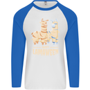 Happy Lamaween Funny Lama Halloween Mens L/S Baseball T-Shirt White/Royal Blue