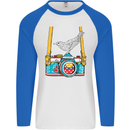Camera With a Bird Photographer Photography Mens L/S Baseball T-Shirt White/Royal Blue