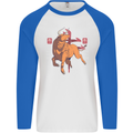 Chinese Zodiac Shengxiao Year of the Ox Mens L/S Baseball T-Shirt White/Royal Blue