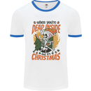 Dead Inside at Christmas Xmas Skull Mens Ringer T-Shirt White/Royal Blue