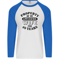 40th Wedding Anniversary 40 Year Funny Wife Mens L/S Baseball T-Shirt White/Royal Blue