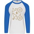 Bicycle Parts Cycling Cyclist Bike Funny Mens L/S Baseball T-Shirt White/Royal Blue