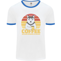 Coffee Because Murder is Wrong Funny Dog Mens Ringer T-Shirt White/Royal Blue